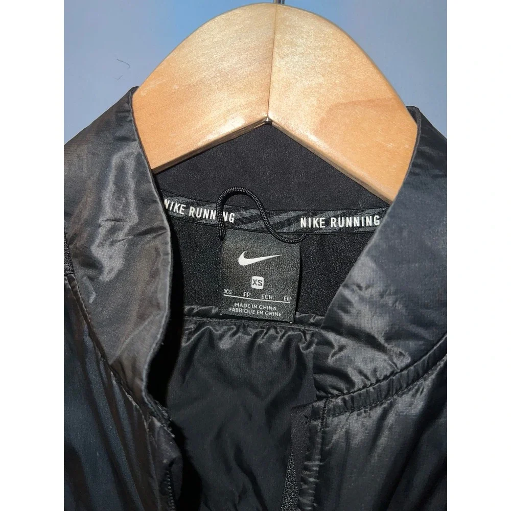 Nike Running Aerolayer Vest Black Womens XS Quilted Full Zip Reflective Puffer‎